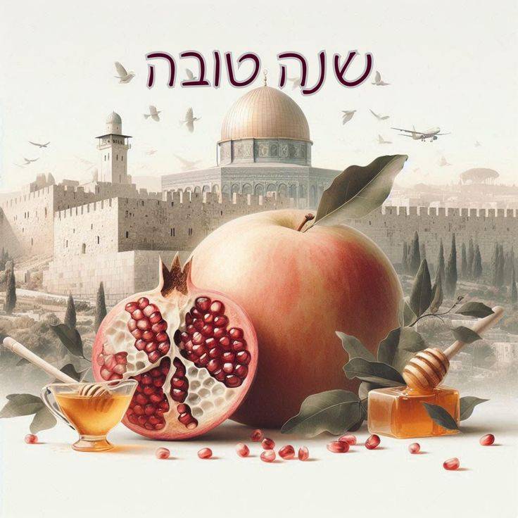 Hebrew Rosh Hashana, Rosh Hashanah PDF' Sublimation Jewish New Year Clipart Apples & Honey, Digital Download Yom Teruah,Religious Shana Tova.jpg